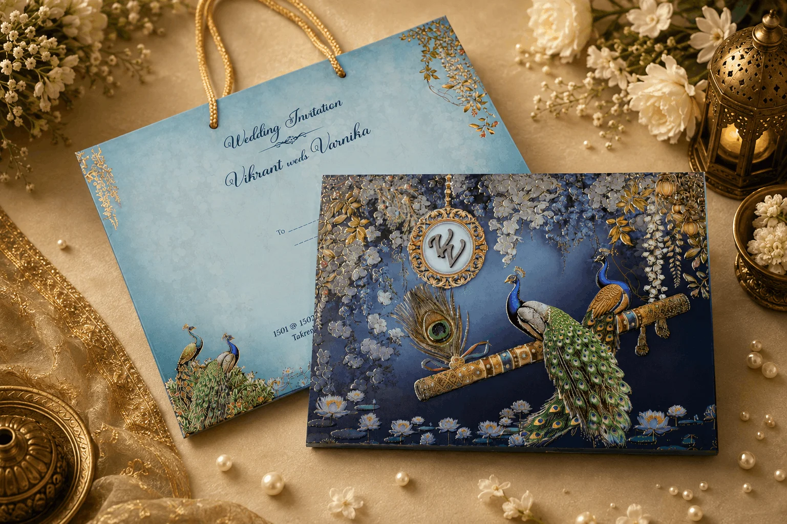 blue premium invitation